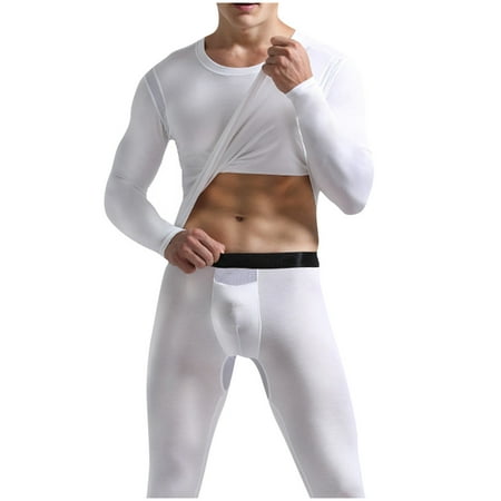 

Dadaria Thermal Underwear for Men Men Solid Casual Round Neck Ice Silk Mesh Breathable Keep Warm Underwear Suit White XXXL Men