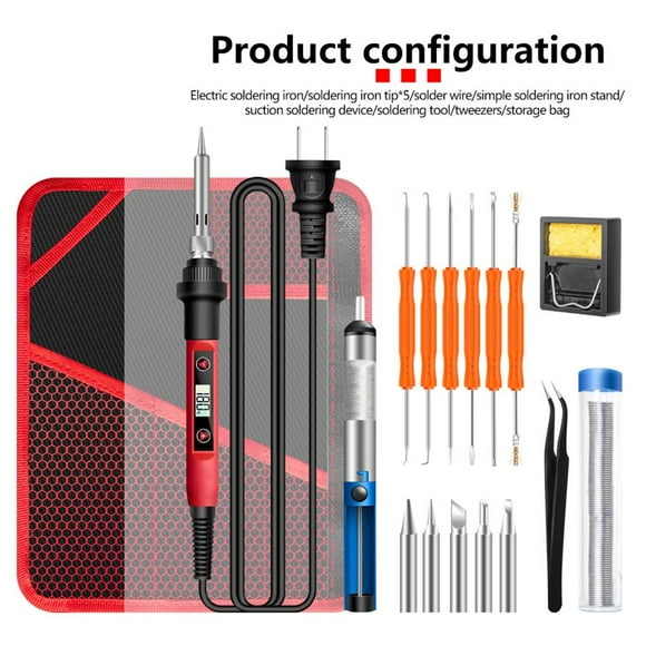 17pcs/set Soldering Iron Kit with Welding Electrocautery Digital Display Multifunctional Electric Tools Soldering Iron Portable Welding Tool Set No.1