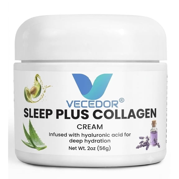 VECEDOR Sleep Plus Collagen Cream – Night Moisturizer with Collagen & Hyaluronic Acid for Hydration, Firming & Anti-Aging, 2oz