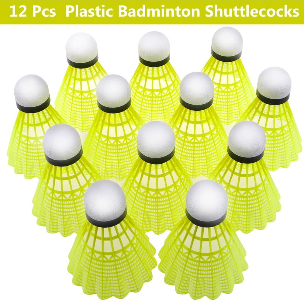 12Pcs Yellow Nylon Shuttlecocks Birdies Badminton Ball Outdoor Training Durable~ 