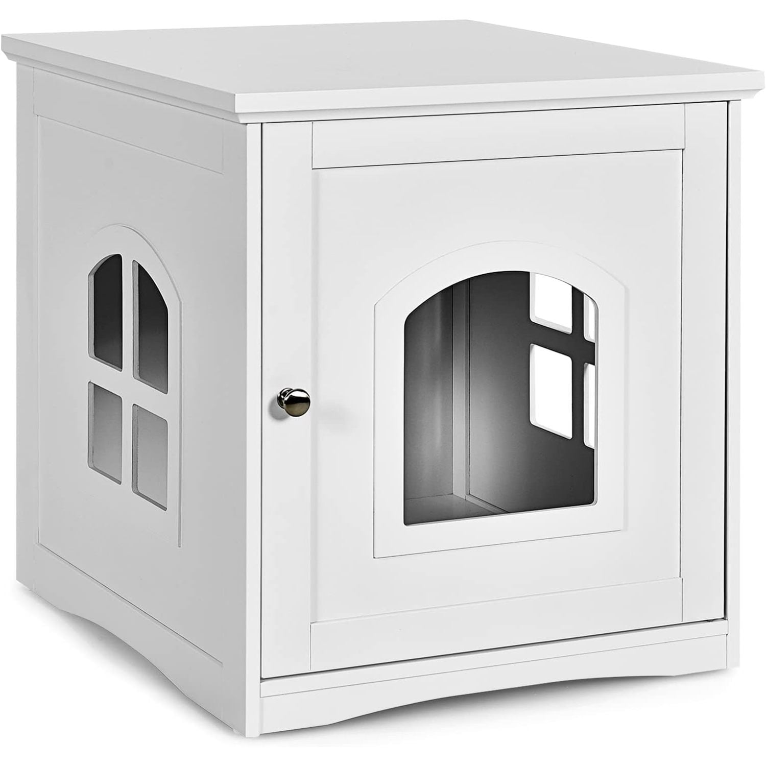 Bilot Cat Litter Box Enclosure, Hidden Litter Box Furniture, Wooden Kitty Washroom Storage