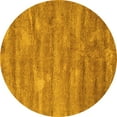 thumbnail image 1 of Ahgly Company Machine Washable Indoor Round Abstract Yellow Contemporary Area Rugs, 3' Round, 1 of 4