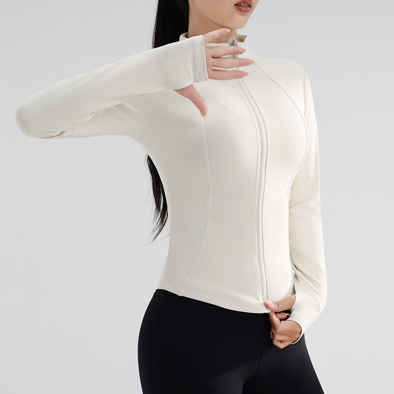 QIUTIAN Women Sport Jackets Zipper Slimming Yoga Jacket Long Sleeves ...