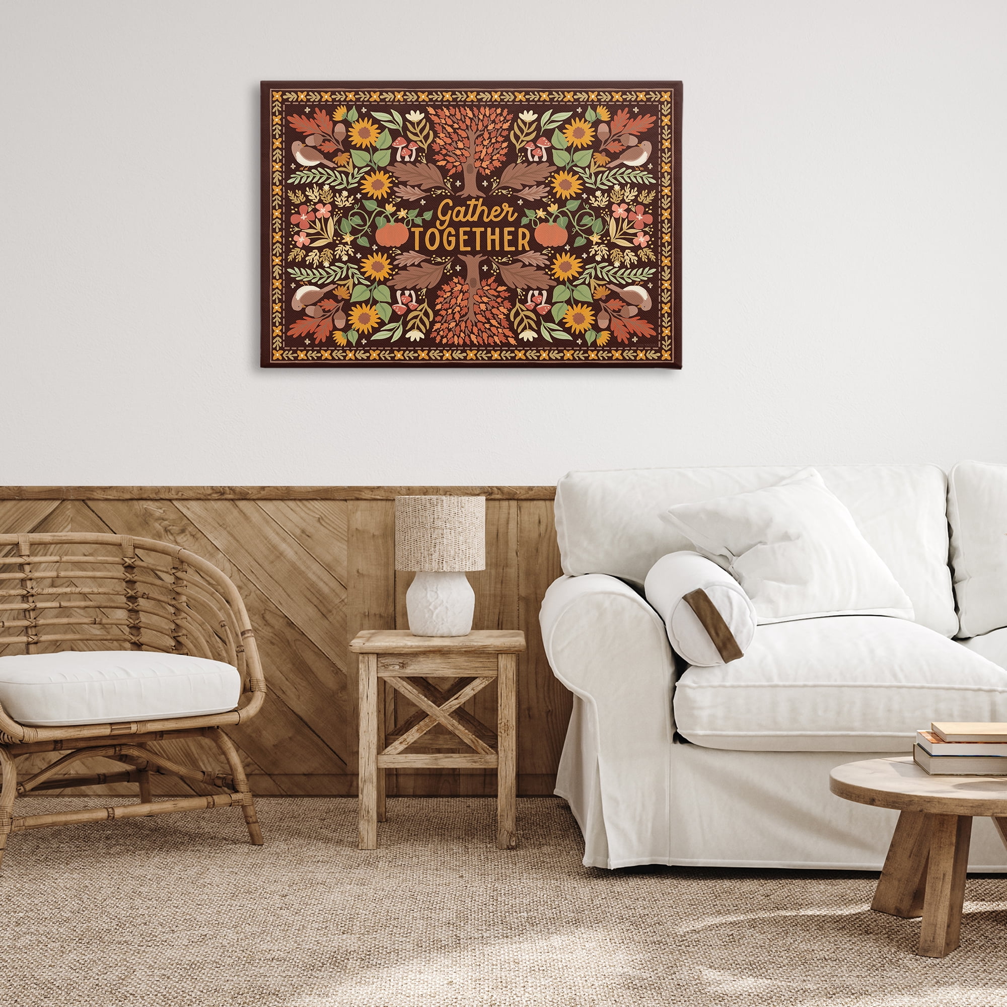 Stupell Industries Gather Together on Brown Landscape Painting Gallery Wrapped Canvas Art Prints Wall Art, 36 x 24