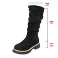 thumbnail image 7 of Rokment Slouchy Platform Mid Calf Boots for Women Winter Spring Fashion Casual Suede Round Toe Side Zipper Wide Calf Dress Tall Boots Black Size 6, 7 of 7