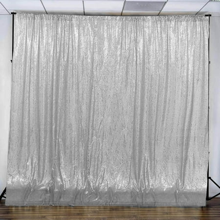 Image of Efavormart 20ft x 10ft Silver Sequins Backdrop Curtain Photography Background Sequin Photo Booth Backdrop Studio Background