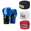 Everlast Blue Elite Pro Style Boxing Gloves 14 Oz & 120-Inch Hand Wraps (3 Pack)