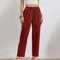 thumbnail image 4 of Womens Sweatpants Cotton Joggers Casual Pants With Side Pockets Pocket Burgundy, 4 of 8