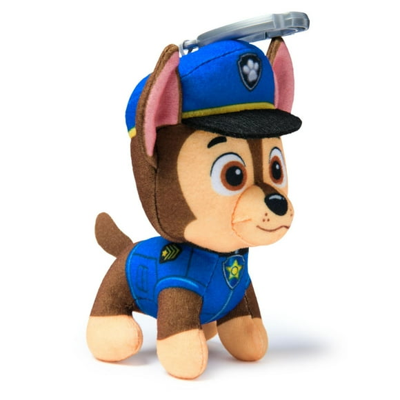 PAW Patrol: Rescue Wheels, 4-Inch Chase Plush Toy, Miniature Stuffed Animals with Keychain Clip, Kids Toys for Boys and Girls 3+