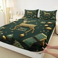 thumbnail image 3 of jejeloiu Christmas Reindeer Full Size Sheets,Marry Christmas Theme Bed Sheets,Green Xmas Gifts Sheet Sets For Child,Microfiber Bedroom Decor,4-Piece, 3 of 7