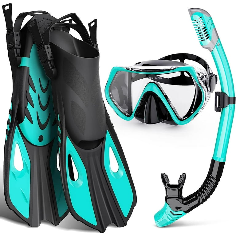Mask Fin Snorkel Set, Snorkeling Gear for Adults with Panoramic View Mask, Dry Top Snorkel, Adjustable Swim Fins and Travel Bag, Man Woman Snorkel Mask Fin Snorkel Set, Snorkeling Gear for Adults with Panoramic View Mask, Dry Top Snorkel, Adjustable Swim Fins and Travel Bag, Man Woman Snorkel