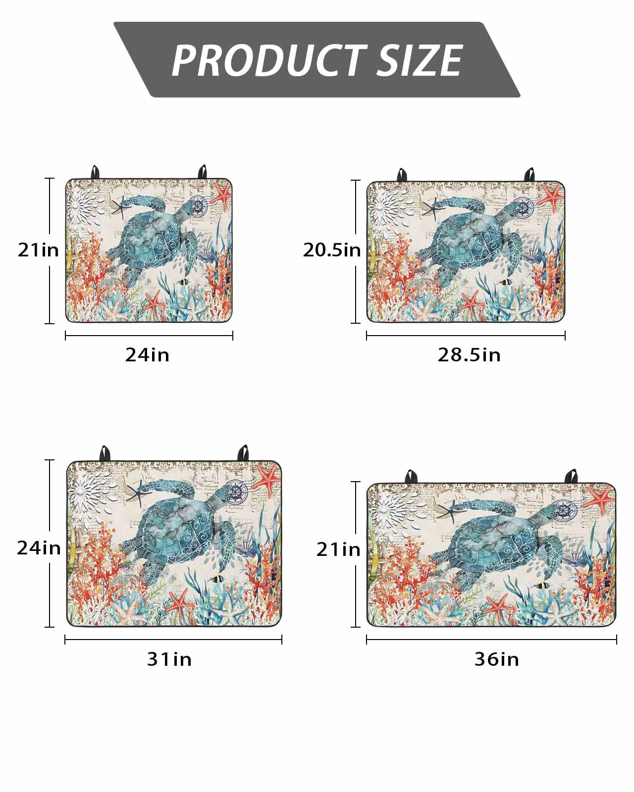 Stove Top Covers for Electric Stove, Sea Turtle Coastal Glass Stovetop Cover Protector, Vintage Beach Coral Starfish Nautical Induction Cooktop Protector Oven Mat for Kitchen Countertop 24"x21"