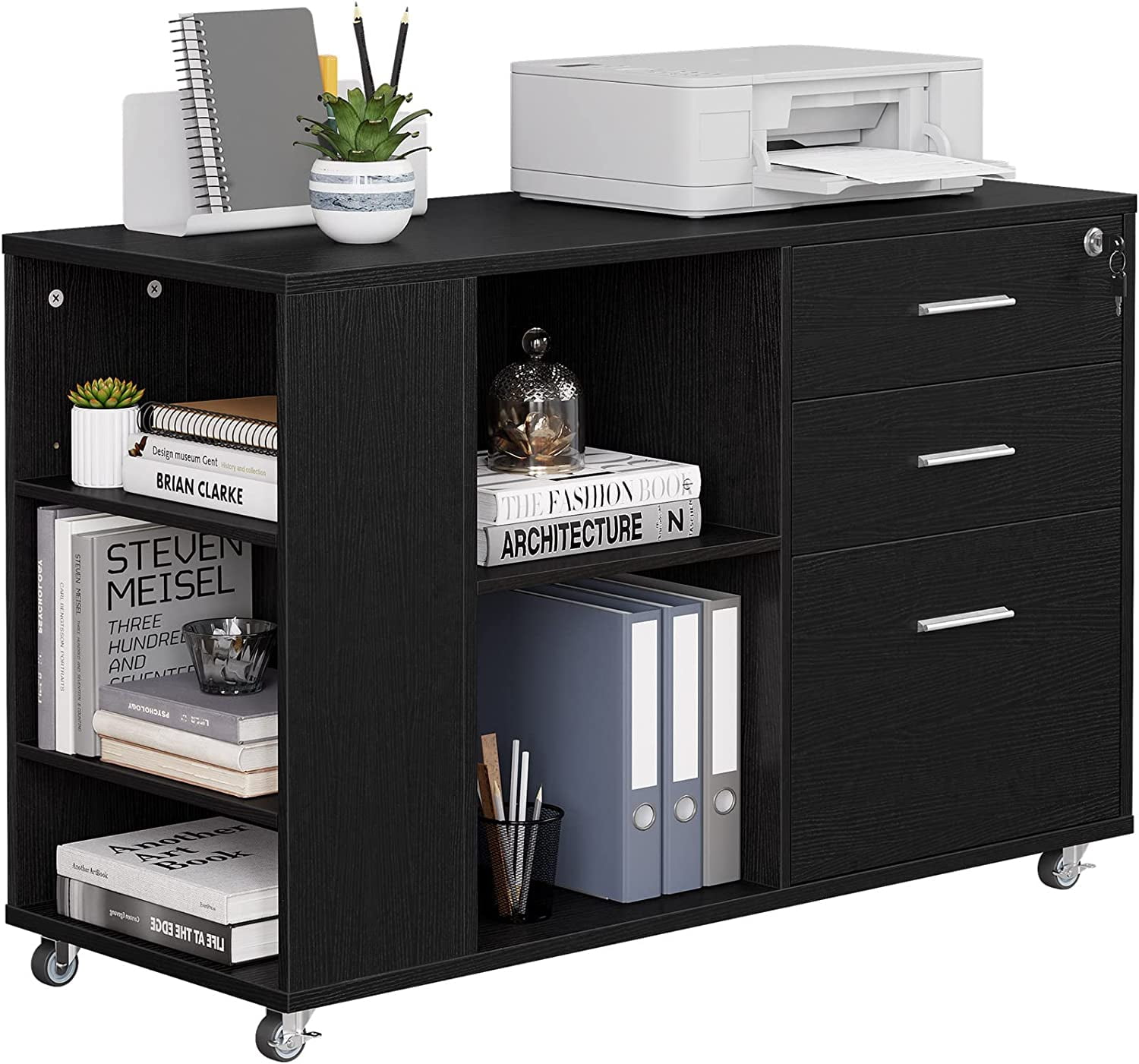 Dextrus Mobile Wood File 3 Drawer Lateral Filing with