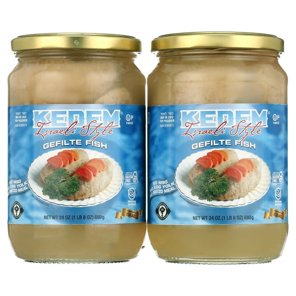 Kedem Gluten Free Israeli Style Gefilte Fish 24oz 2 Pack No MSG, No Egg Yolk, No Matzo Meal, Nothing Artificial