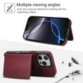 thumbnail image 3 of 2 in 1 Detachable Magnetic Phone Cases Compatible with iPhone 16 Pro, with Credit Card Holder, Classic Durable Premium PU Leather Kickstand Rugged Flip Cover for Women Men,  Winered, 3 of 8