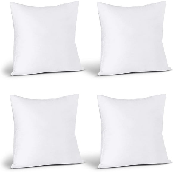 Bedding Throw Pillows Insert (Pack of 4, White) - 18 x 18 Inches Bed and Couch Pillows