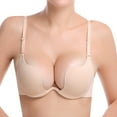 thumbnail image 4 of WTXUE Women Bras | Bras for Women s Summer Gathering Underwear Top Thin Bottom Thick U Shaped Back Comfortable Push up Bra | 1 Piece Beige Size 34, 4 of 5