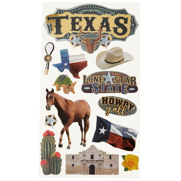Recollections Texas Themed Stickers, 12 Pack