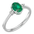 thumbnail image 2 of SuperJeweler 1 1/3 Carat Oval Shape Created Emerald and Two Diamond Ring In Sterling Silver For Women, 2 of 6