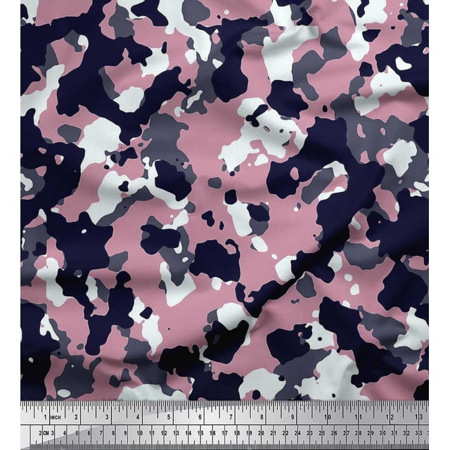 Soimoi polyester Crepe Fabric Two Tone With White Camouflage Decor Fabric Printed Yard 42 Inch Wide