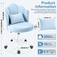 thumbnail image 2 of COOLHUT Vanity Chair, Velvet Petal Vanity Makeup Chair with Lumber Support, Home Office Desk Chair with Wheels, Height Adjustable Computer Work Chair for Bedroom, Living Room, Blue, 2 of 10