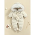 thumbnail image 3 of Bagilaanoe Newborn Baby Girl Boys Winter Hooded Jumpsuits Quilted Puffer Coat Romper Long Sleeve Footie Bodysuit 6M 9M 12M 18M 24M Infant Warm One Piece Outwear, 3 of 9