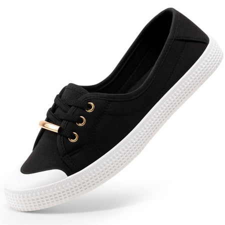 Harvest Land Women's Low Top Canvas Shoes Fashion Flat Slip on Shoes Casual Walking Sneakers