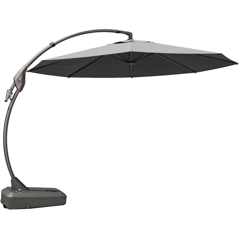 gray sunbrella patio umbrella Cantilever 360 Tilt Premium cantilever patio umbrella with Sunbrella fabric Tropishade 9' Market Umbrella with