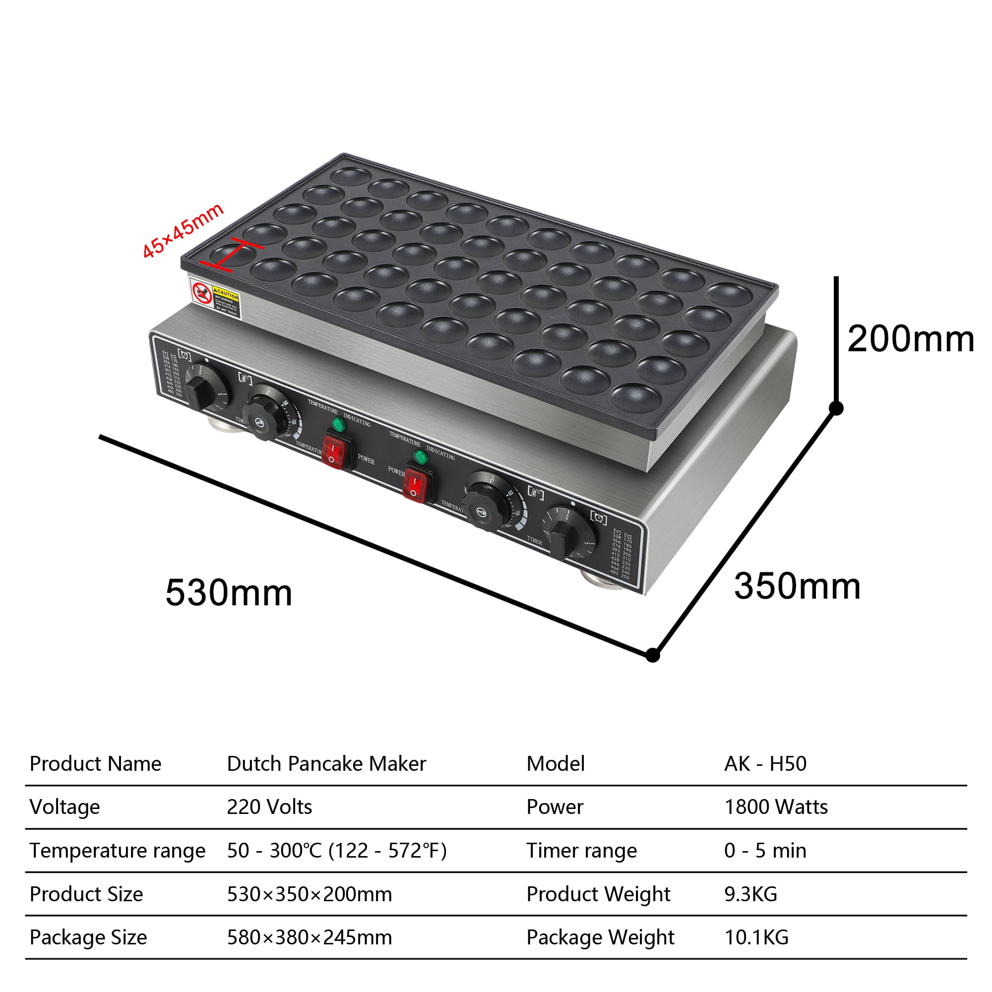50 PCS Mini Pancakes Maker Machine,110V Mini Dutch Pancake Maker,1800W Commercial Electric Nonstick Waffle Maker Machine for Home and Restaurants