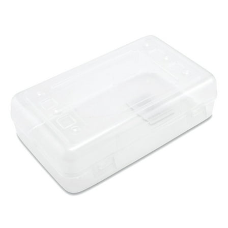 Advantus Gem Polypropylene Pencil Box with Lid, Clear, 8 1/2 x 5 1/2 x 2 1/2, 1-Count