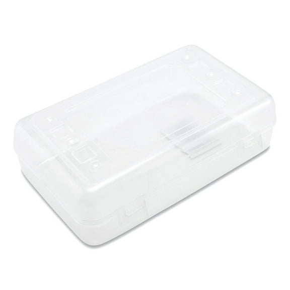Advantus Gem Polypropylene Pencil Box with Lid, Clear, 8 1/2 x 5 1/2 x 2 1/2, 1-Count