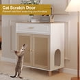 thumbnail image 3 of Cat Litter Box Enclosure Furniture Hidden Indoor 2-in-1 Wooden Cat House & Washroom Cabinet with Scratching Board Doors and Drawer, 31.5"x15.7"x34.6"H, 3 of 7
