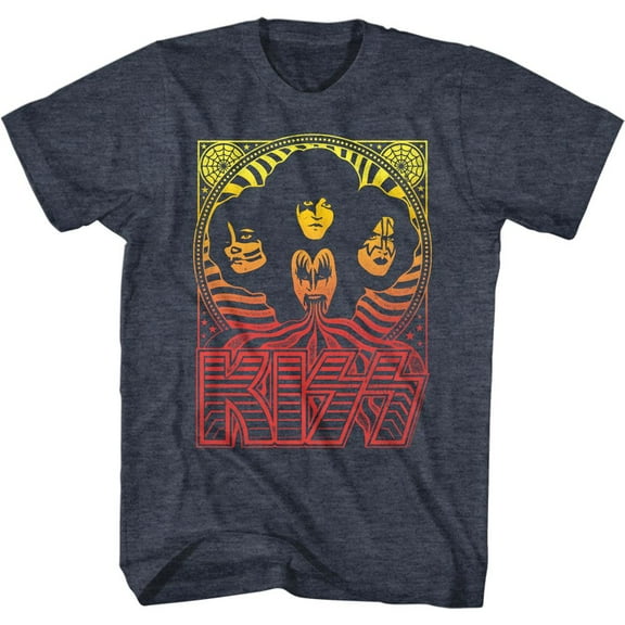 Kiss Waves Navy Heather Adult T-Shirt