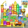 thumbnail image 1 of Azulejos magnéticos para construcción Soyee 102 piezas con 2 coches y 2 grúas, 1 of 6