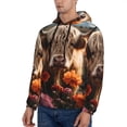 thumbnail image 3 of Uemuo Realistic Flower Cow Pattern Men's Hoodie - Casual Pullover Hoodie with Kangaroo Pocket, Stylish Hooded Sweatshirt for Everyday Wear-3X-Large, 3 of 7