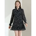 thumbnail image 3 of INSPIRE CHIC Women's Ruffle Tie Neck Casual Loose Shift Floral Dress, 3 of 6