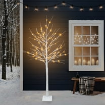Fuchsun Led Birch Tree Lights Outdoor 6 ft Lighted Tree Warm White for Indoor&Outdoor Home Decoration