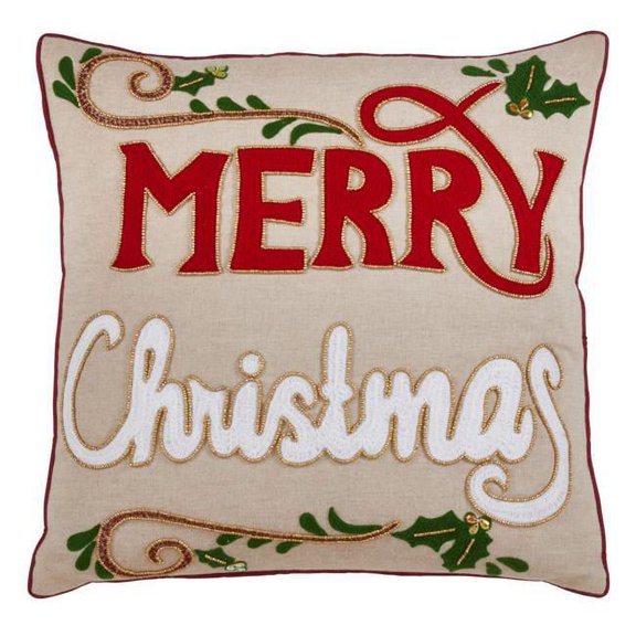 Saro Lifestyle Merry Christmas Down Filled Throw Pillow