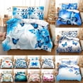thumbnail image 2 of Pillowcase Linen Quilt Twin Full Pink Sets Bedding 3D Single Bed Double Size King Set Cover Duvet Butterfly Blue, 2 of 7
