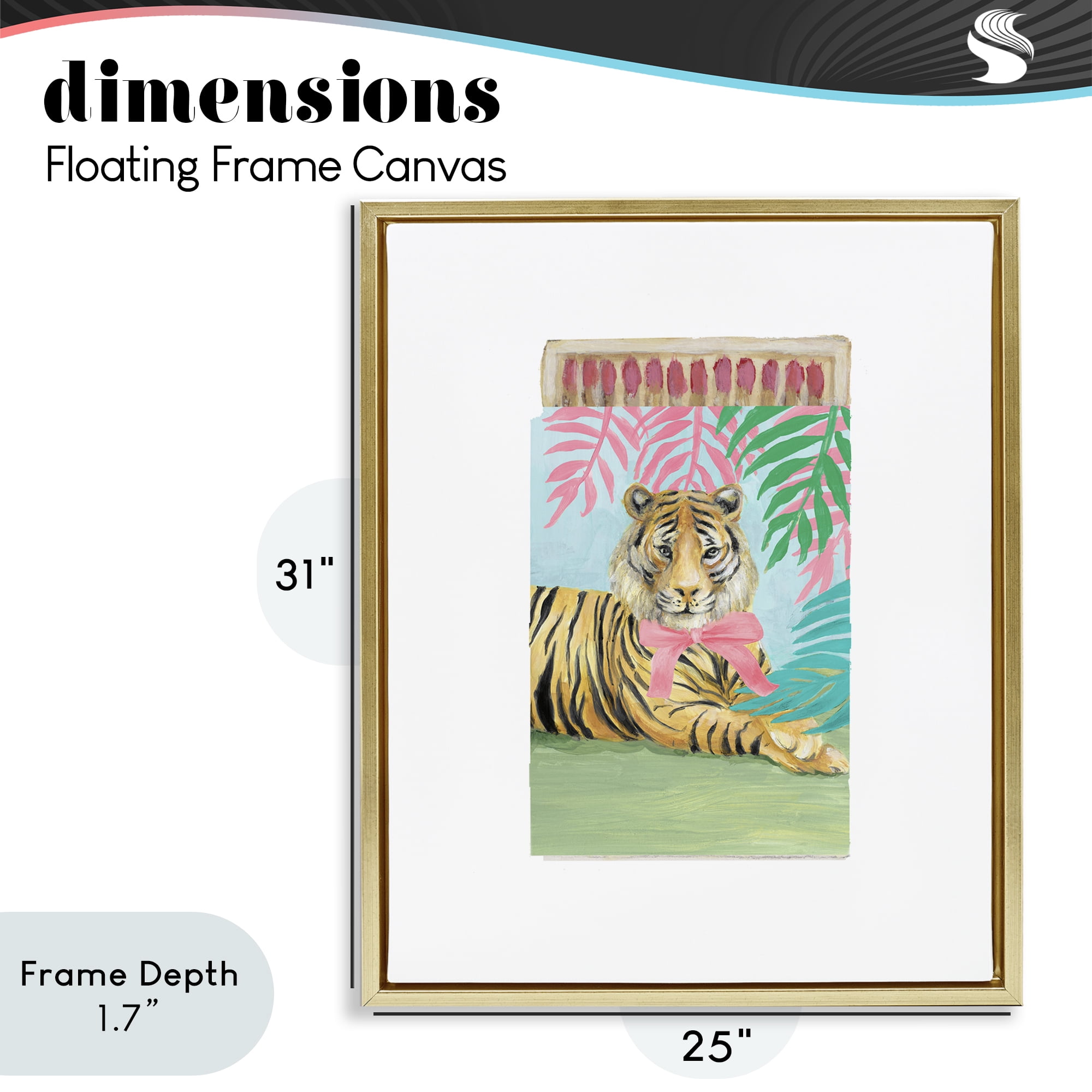 Stupell Industries Tropical Tiger Matchbook Gold Framed Floater Canvas Wall Art, design by Lanie Loreth