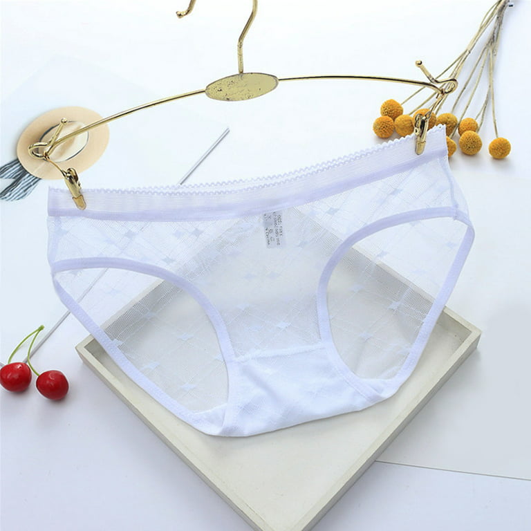 Daznico Womens Sheer Lace Panties See Through Mesh Cotton Crotch Seamless  Briefs