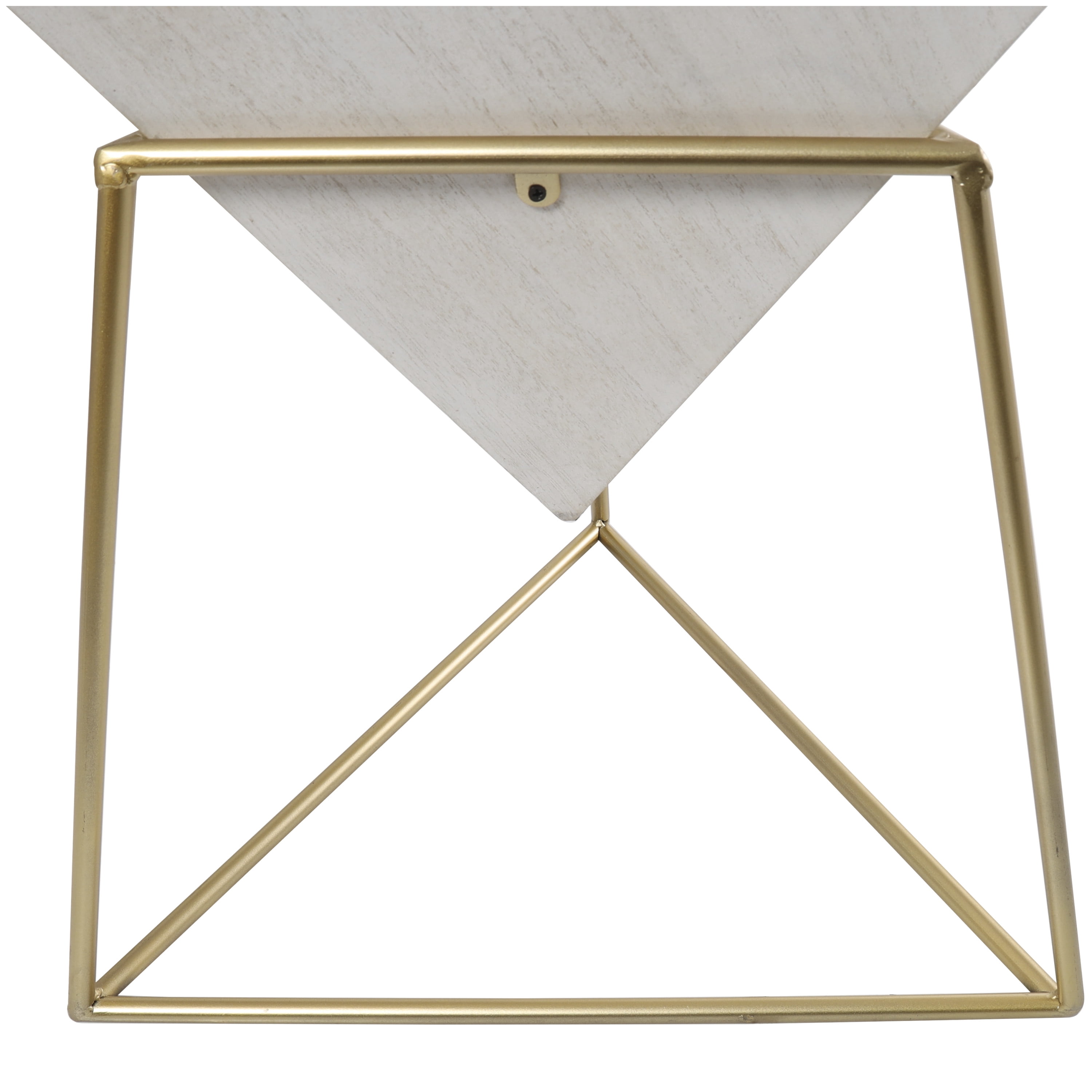 DecMode 20" x 24" White Wood Inverted Pyramid Geometric Accent Table with Gold Metal Stand, 1-Piece