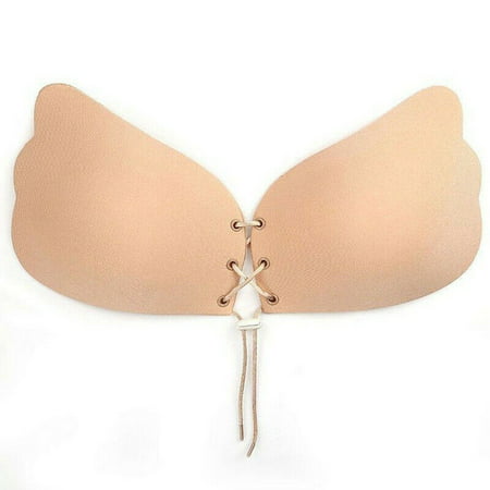 Silicone Self Adhesive Stick On Push Up Gel Strapless Invisible Bra Backless Beige Cup