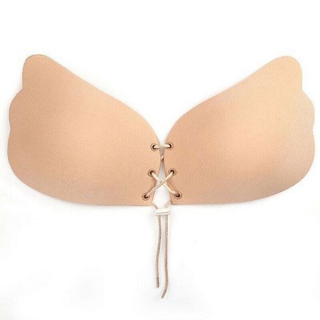 Silicone Self Adhesive Stick On Push Up Gel Strapless Invisible Bra Backless Beige Cup (Best Strapless Bra For F Cup)