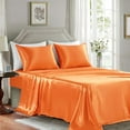 thumbnail image 3 of Satin Sheets Queen Size - 4 Pieces Luxury Silky Soft Bed Sheets, Wrinkle-Free Burnt Orange Satin Silk Sheet Set with 1 Deep Pocket Fitted Sheet, 1 Flat Sheet, 2 Pillow Cases, 3 of 8