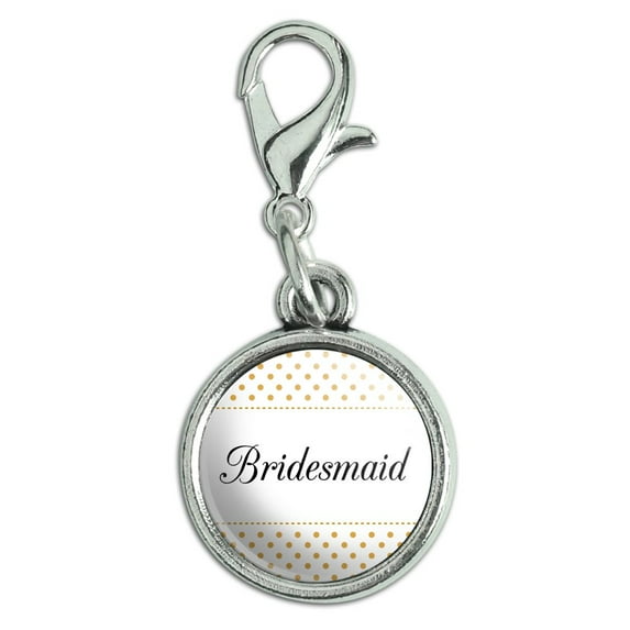 Bridesmaid Wedding Elegant Polka Dots Antiqued Bracelet Pendant Zipper Pull Charm with Lobster Clasp