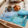 thumbnail image 4 of Teal Blue Marble 1 Pcs Placemats, Modern Abstract Art Marble Crack Washable Wipeable Table Mats for Dining Tables, Indoor Outdoor Kitchen Place Mats for Holiday Party Table Decor, 4 of 9
