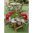 thumbnail image 3 of Outdoor Tablecloth with Umbrella Hole and Zipper, Christmas Tree Round Table Cloth 54 Inch Waterproof Tablecloth, Red Winter Pine Branches Balls Snowflakes Picnic Table Cover for Patio Camping, 3 of 7