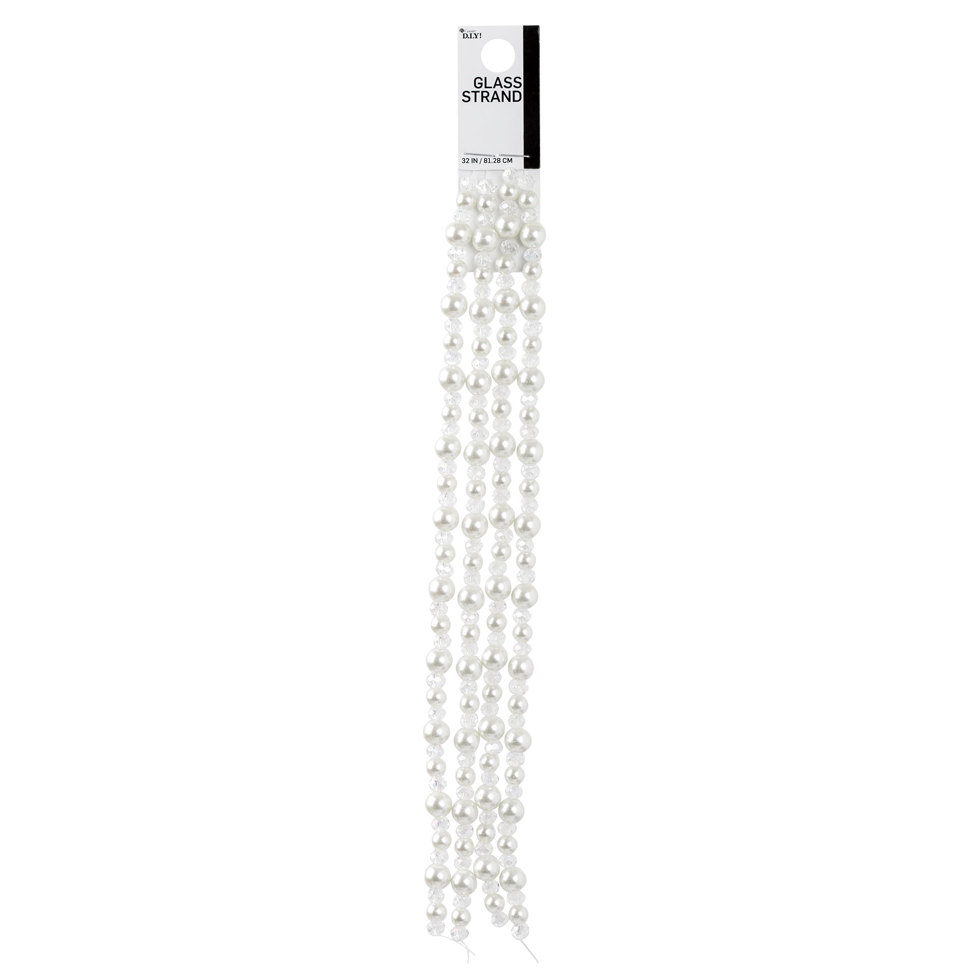 CousinDIY 32-Inch White Round Glass Pearl Bead Strand Unisex AJM63500476