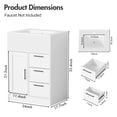 thumbnail image 4 of Advwin 24" Freestanding Bathroom Vanity with Ceramic Sink, Modern Bathroom Storage Cabinet with 3 Drawers, White, 4 of 9